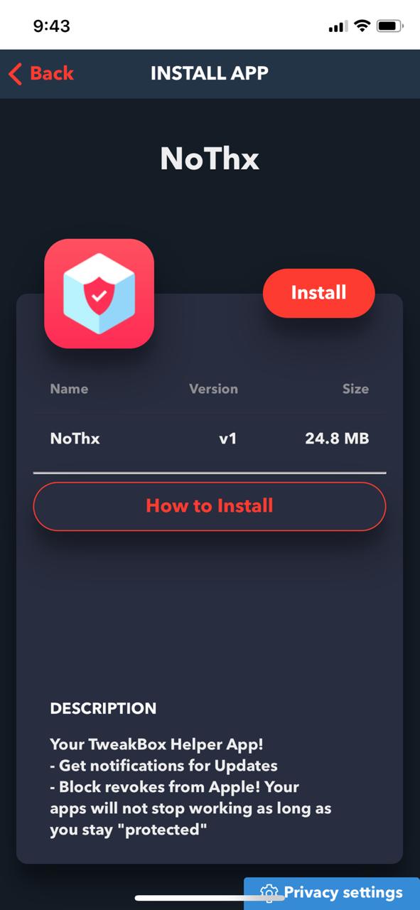 Install NOThx App on iPhone/iPad