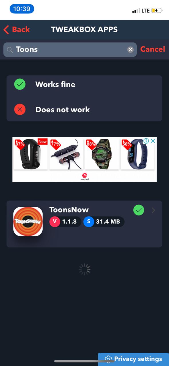ToonsNow App on iOS - TweakBox