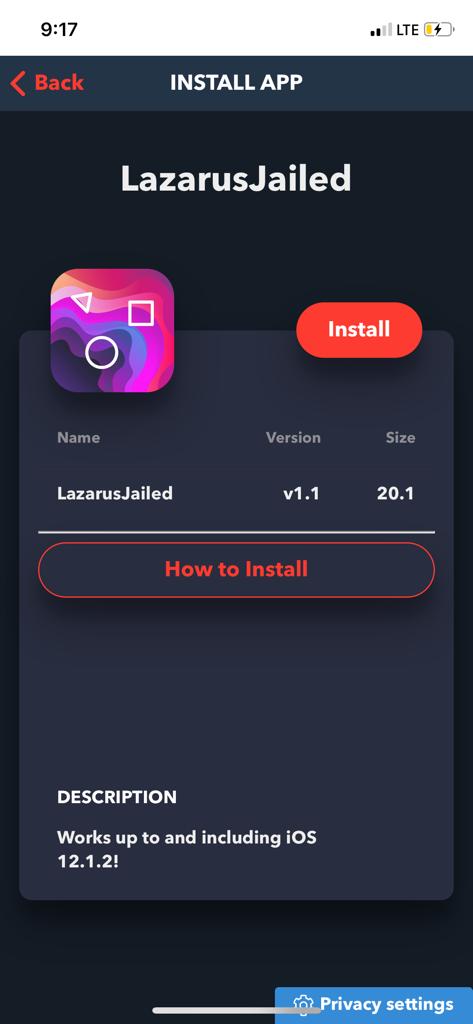 Install LazarusJailed App with TweakBox