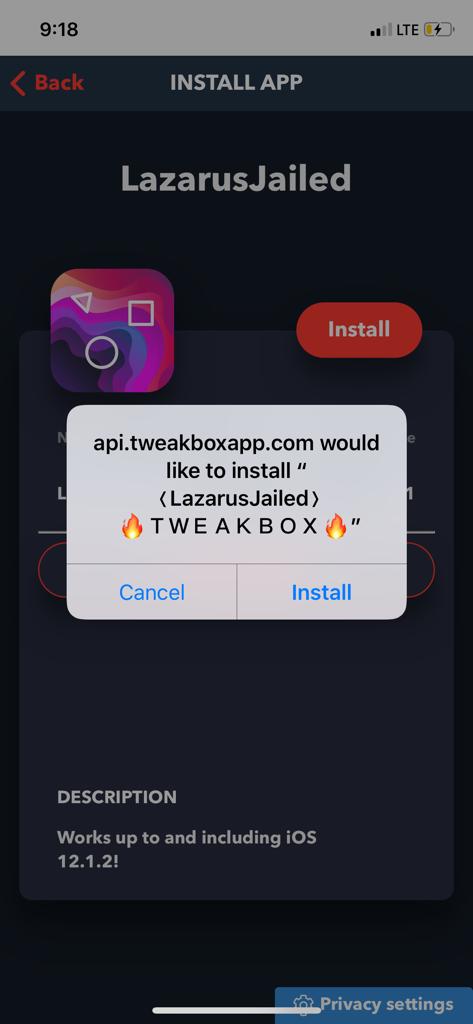 Install LazarusJailed App on iOS TweakBox