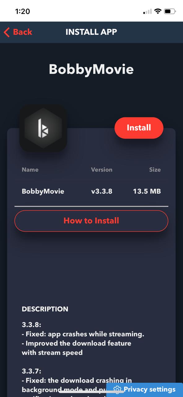Install Bobby Movie (Coto Movies) on iOS