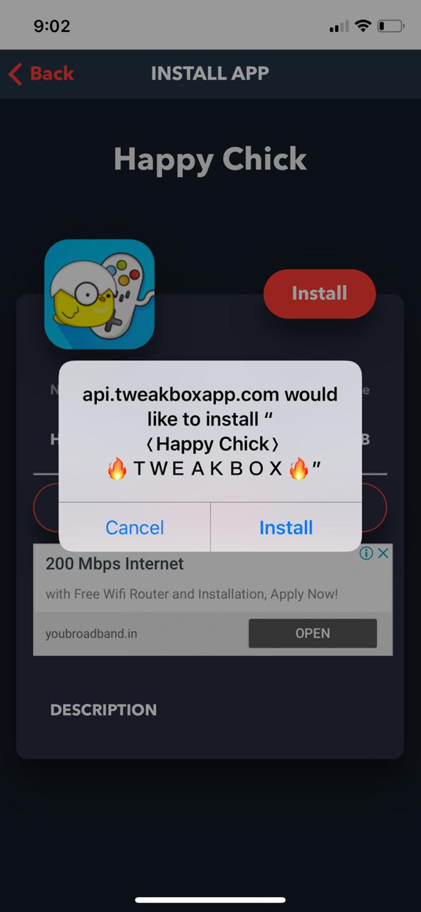 Install Happy Chick on iOS using TweakBox