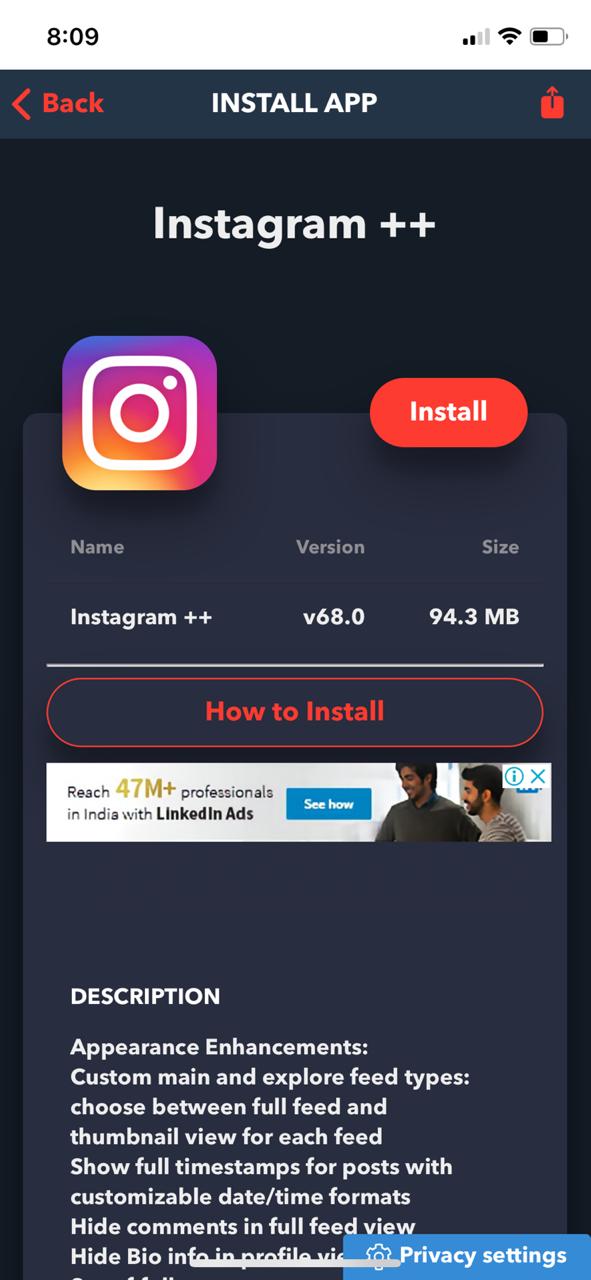 instagram++ iOS TweakBox