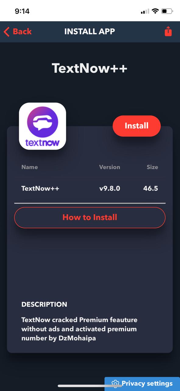 Download TextNow++ on iOS