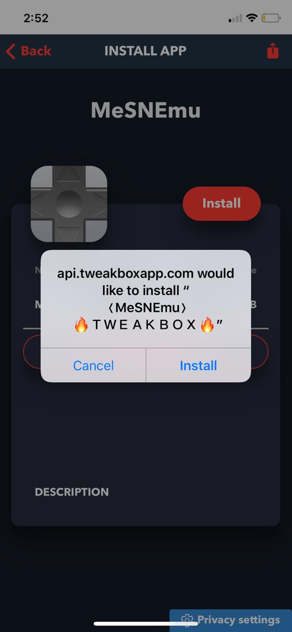 MeSNEmu on iOS using TweakBox