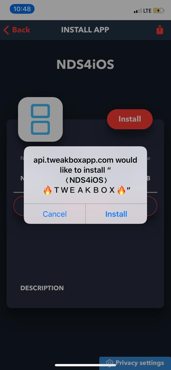 NDS4iOS on iOS using TweakBoxv