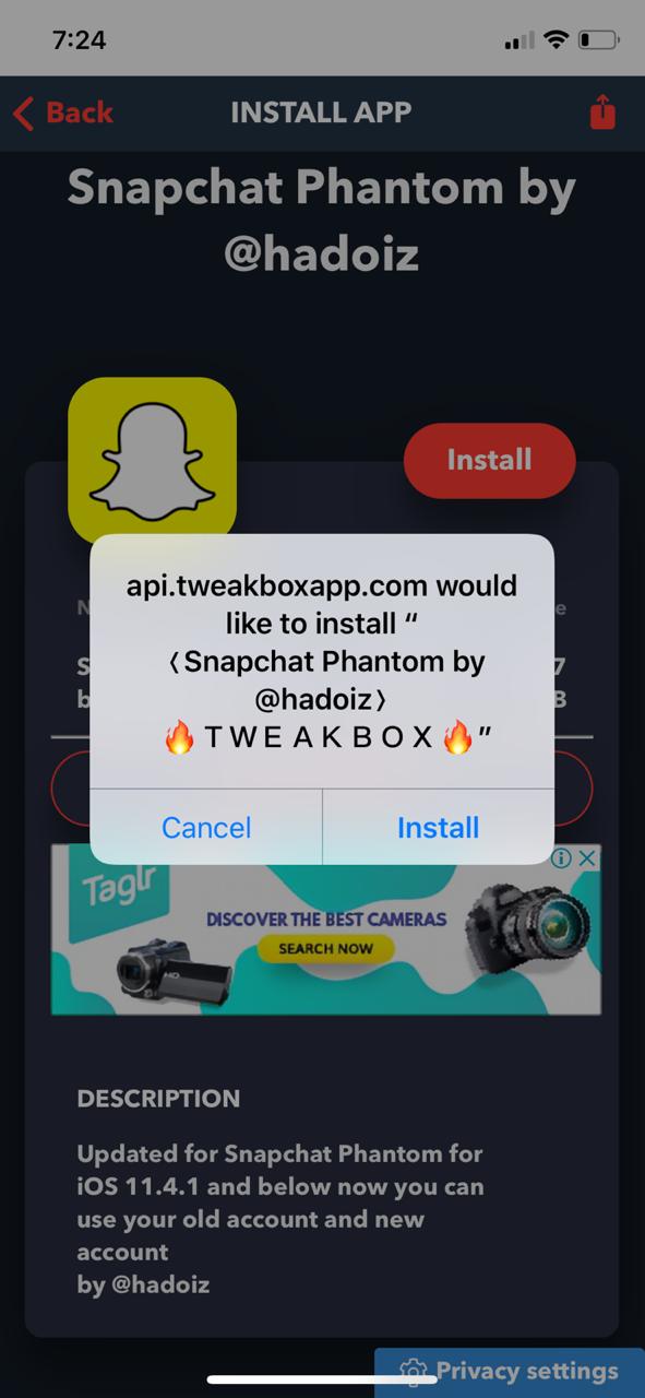 Trust Snapchat Phantom on iOS