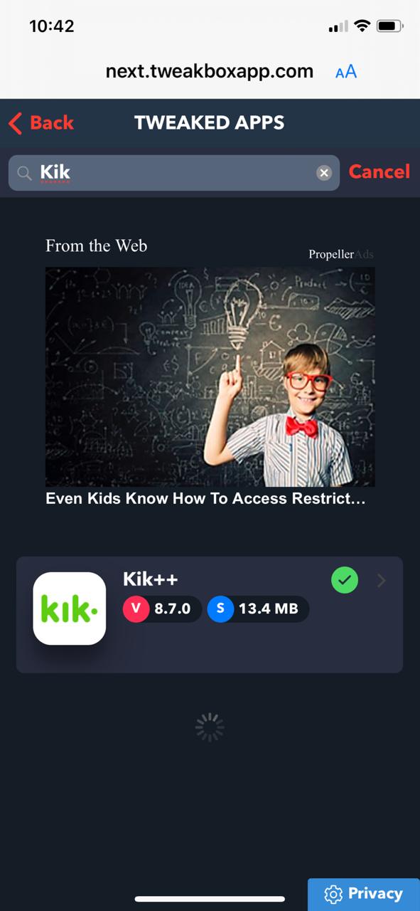 Search Kik++ on iOS